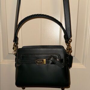 Dark Green Leather Top-Handle Crossbody Coach Bag